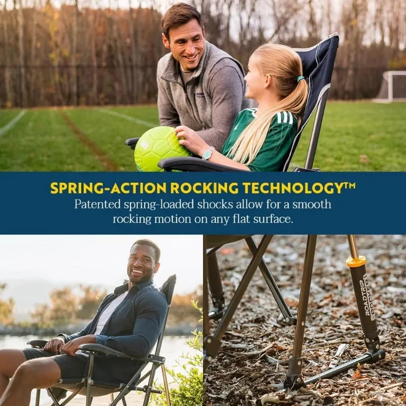 GCI OUTDOOR RoadTrip Rocker Camping Chair | Portable, Folding Rocking Chair with Solid, Durable Armrests