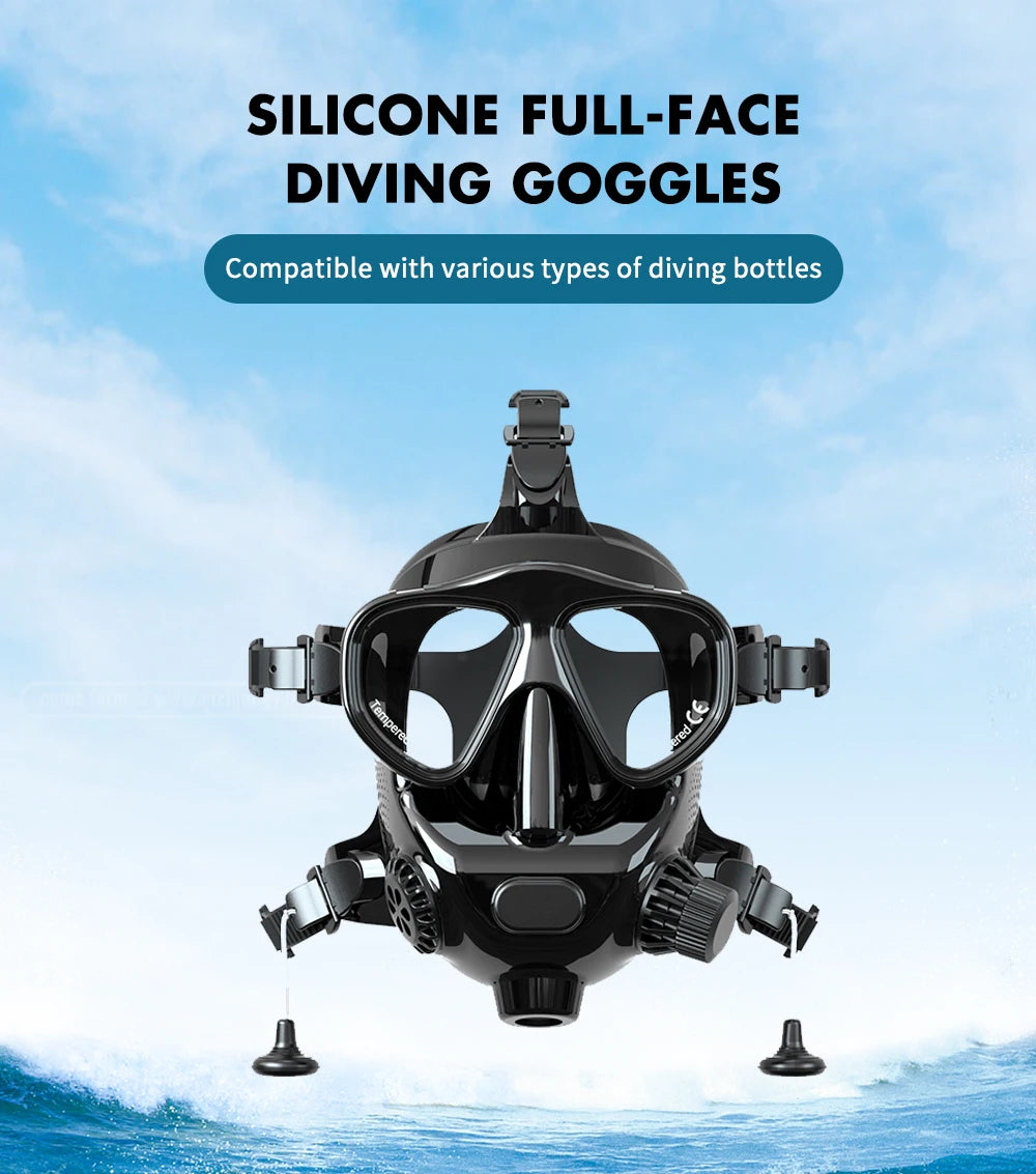 Full Face Dive Mask 180 Degree View With Camera Mount