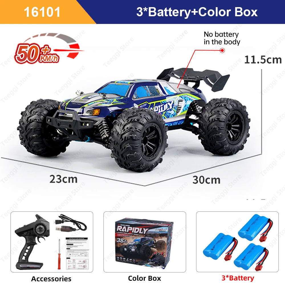 16102 PRO 1:16 High Speed RC Car With LED Light Drift 70KM/H 4WD 16101 pro RC Off-Road Car Monster Truck Toy For Kid Gifts