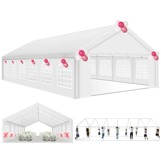 20x40 Party Tent Heavy Duty, Galvanized Wedding Tent, Event Shelter Tent For Parties, Outdoor Tent with Removable Sidewall