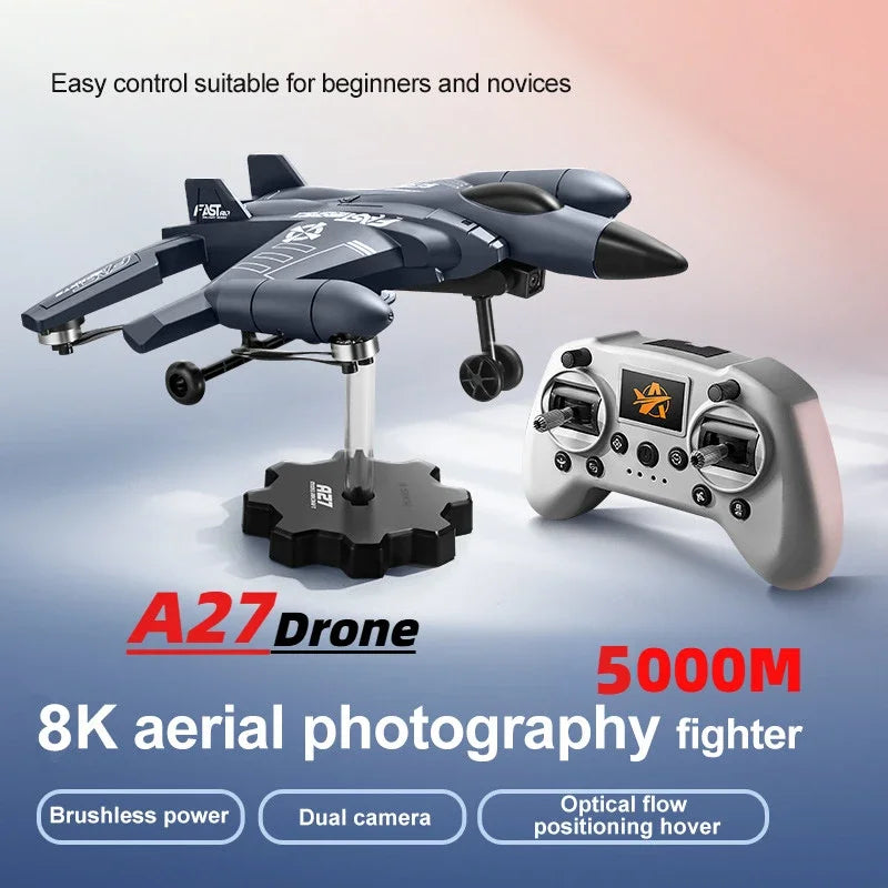 A27 Fighter Jet RC Plane Brushless Motor Fixed Wing Drone for Aerial Photography Professional RC Aircraft Model Kids Outdoor Toy