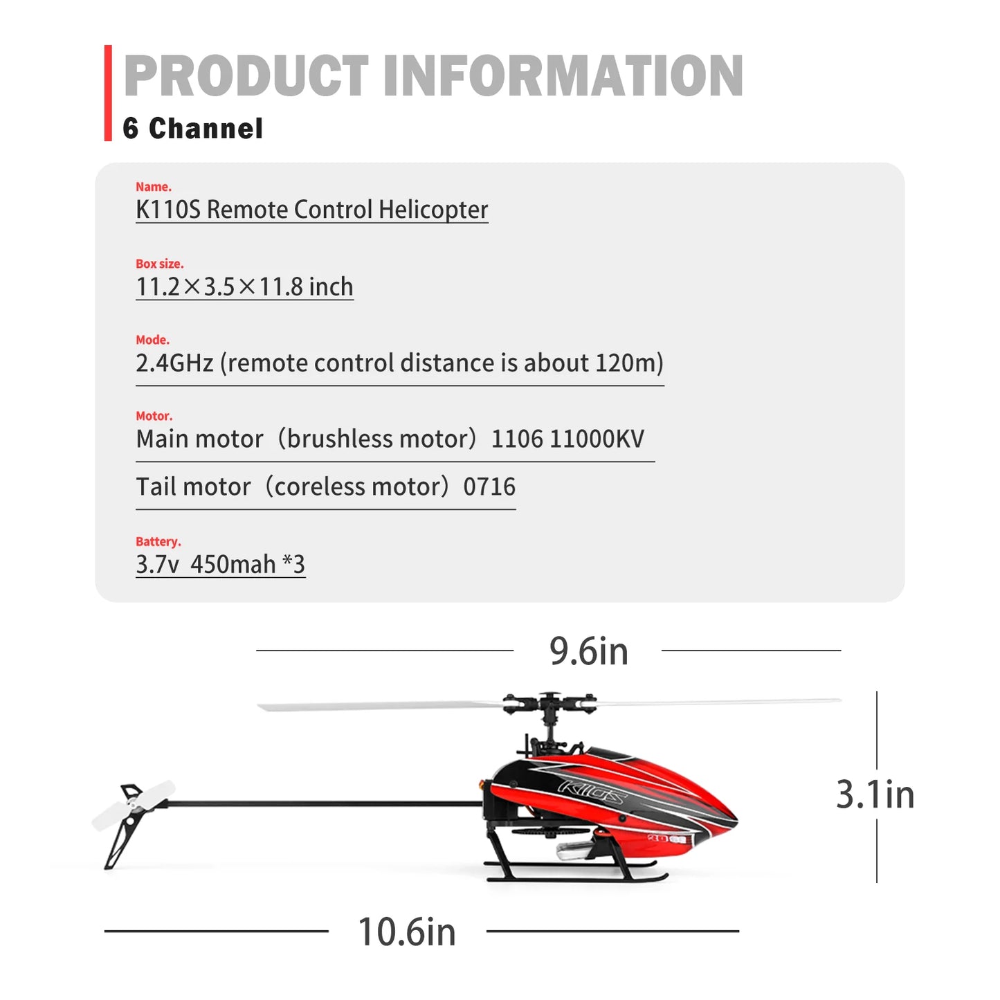 WLtoys K110S RC Helicopter 3D 6G Brushless With 3 Batteries