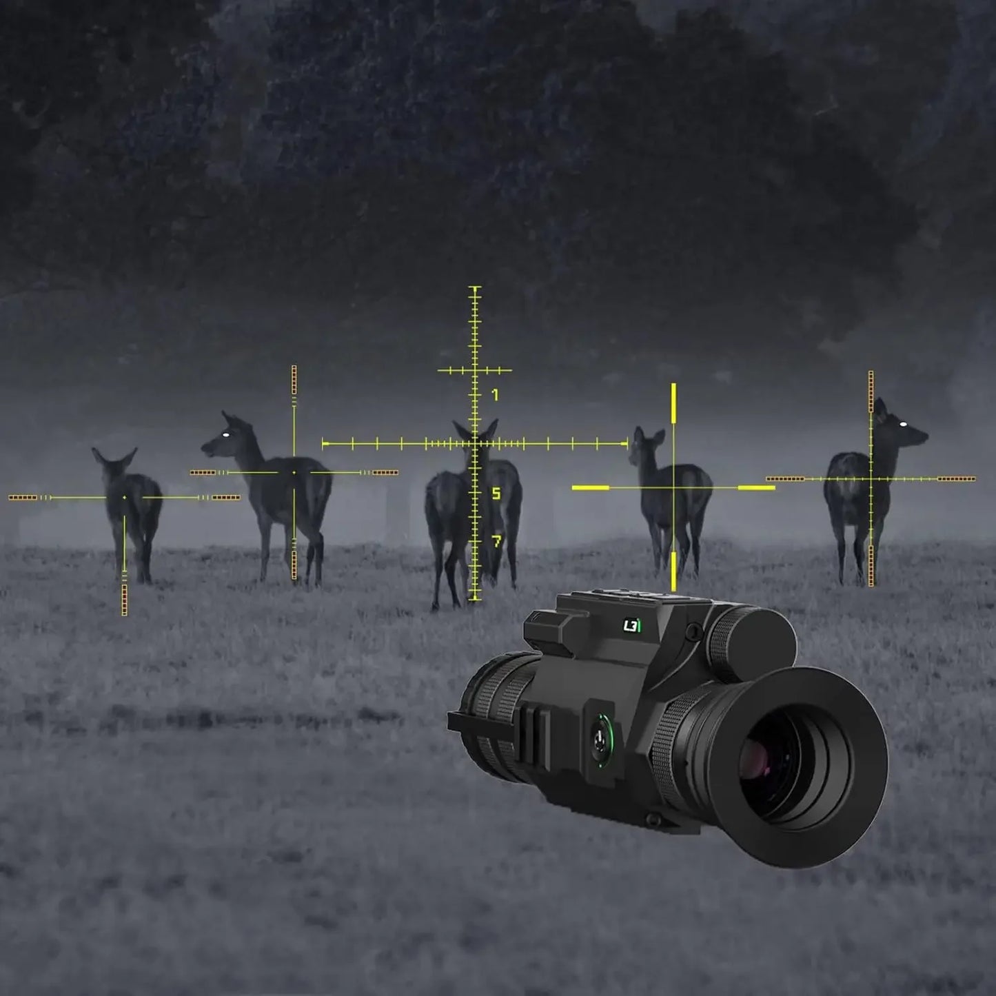 Day&Night Vision Rifle Scope, HD Digital Night Vision Hunting Riflescope Monocular with WiFi, Gyroscope&E-Compass,