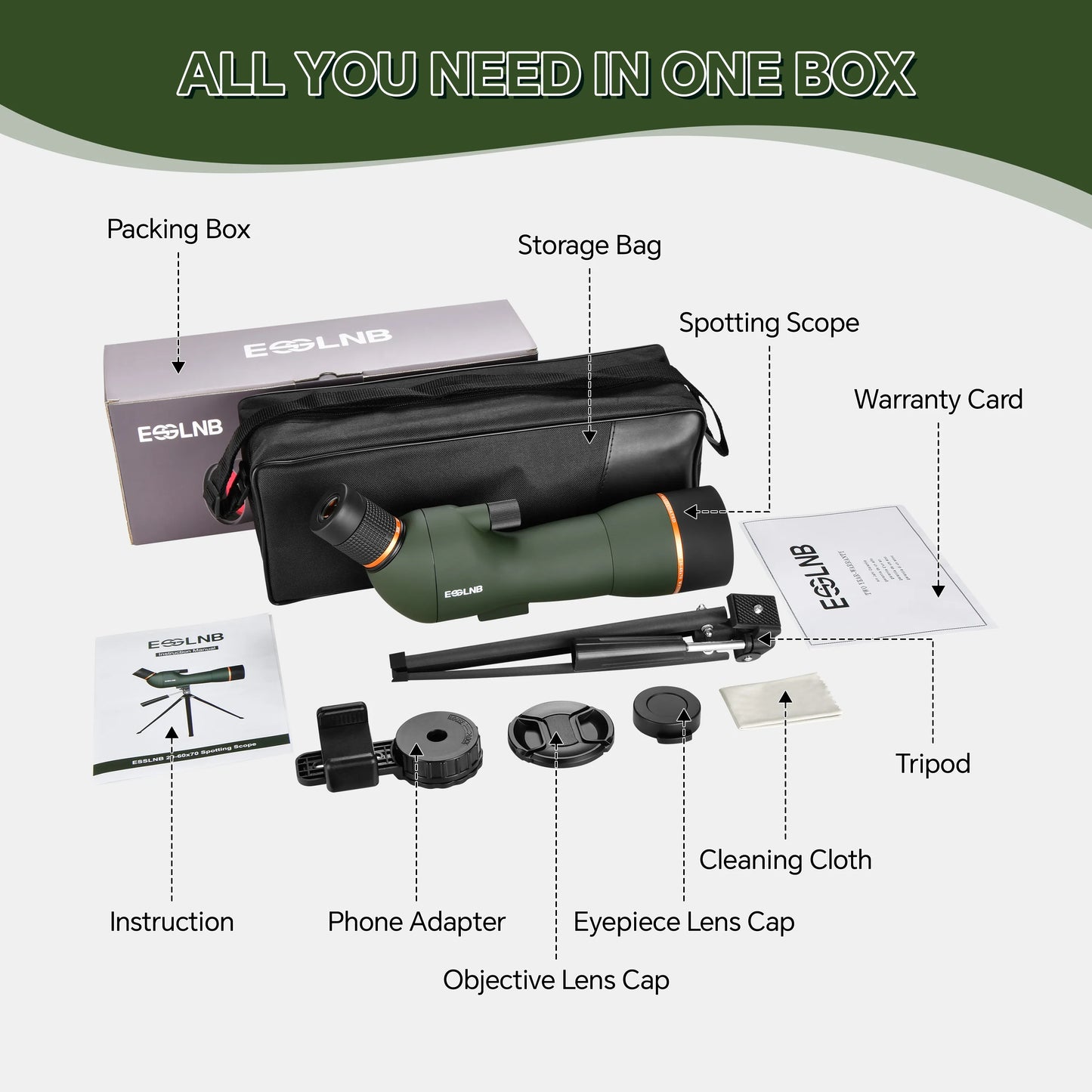 Eyepieces 20-60X HD Spotting Scope with Tripod for Bird Watching