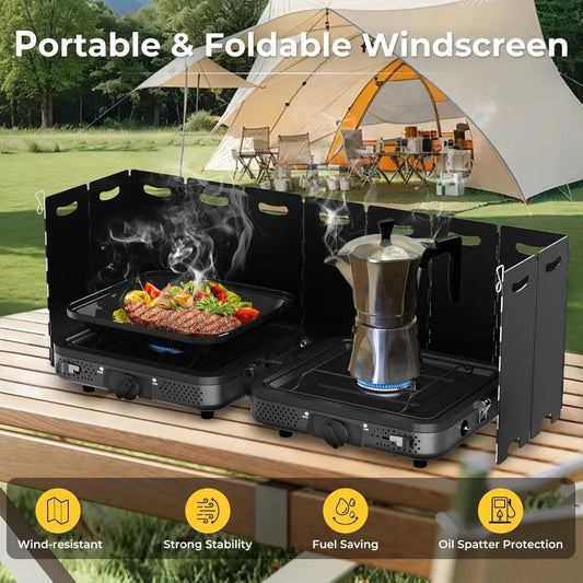 2 Burners Portable camping propane stove, 17,000 BTU camping stove, adjustable burner, outdoor cooking, barbecue