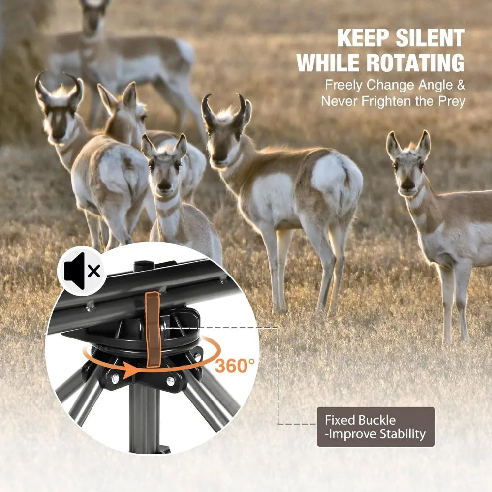 360 Degree Swivel Hunting Chair for Blinds, Folding Hunting Seats with Armrest for Camping Backpacking Fishing