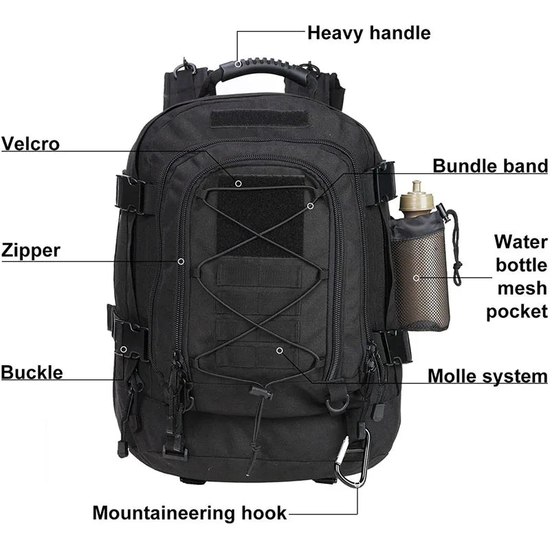 LQARMY 65L Military Tactical Backpack Molle Rucksack