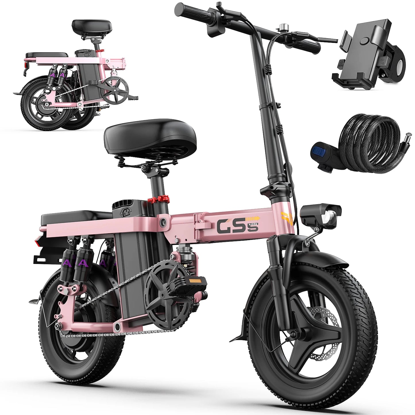 UPlee GS5 48V 15Ah Folding Electric Bike 30MPH 35 Miles