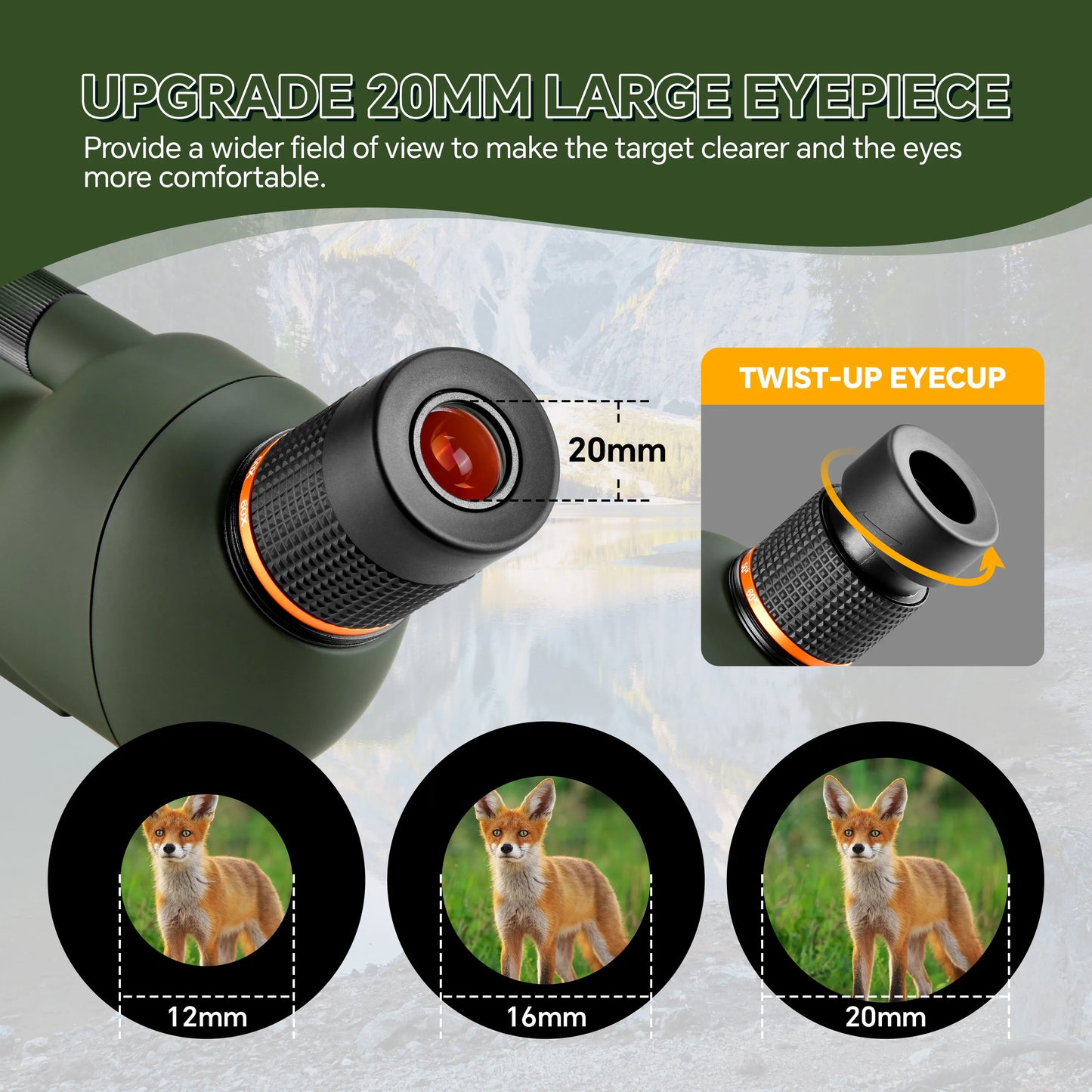 Eyepieces 20-60X HD Spotting Scope with Tripod for Bird Watching