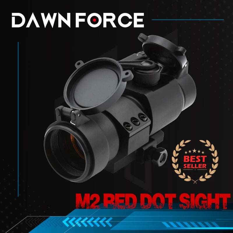 Holy Warrior M2 Red Dot with Basic / Oblique Mount 4MOA Reflex Sight and Lens Caps Full Markings for Hunting Airsoft