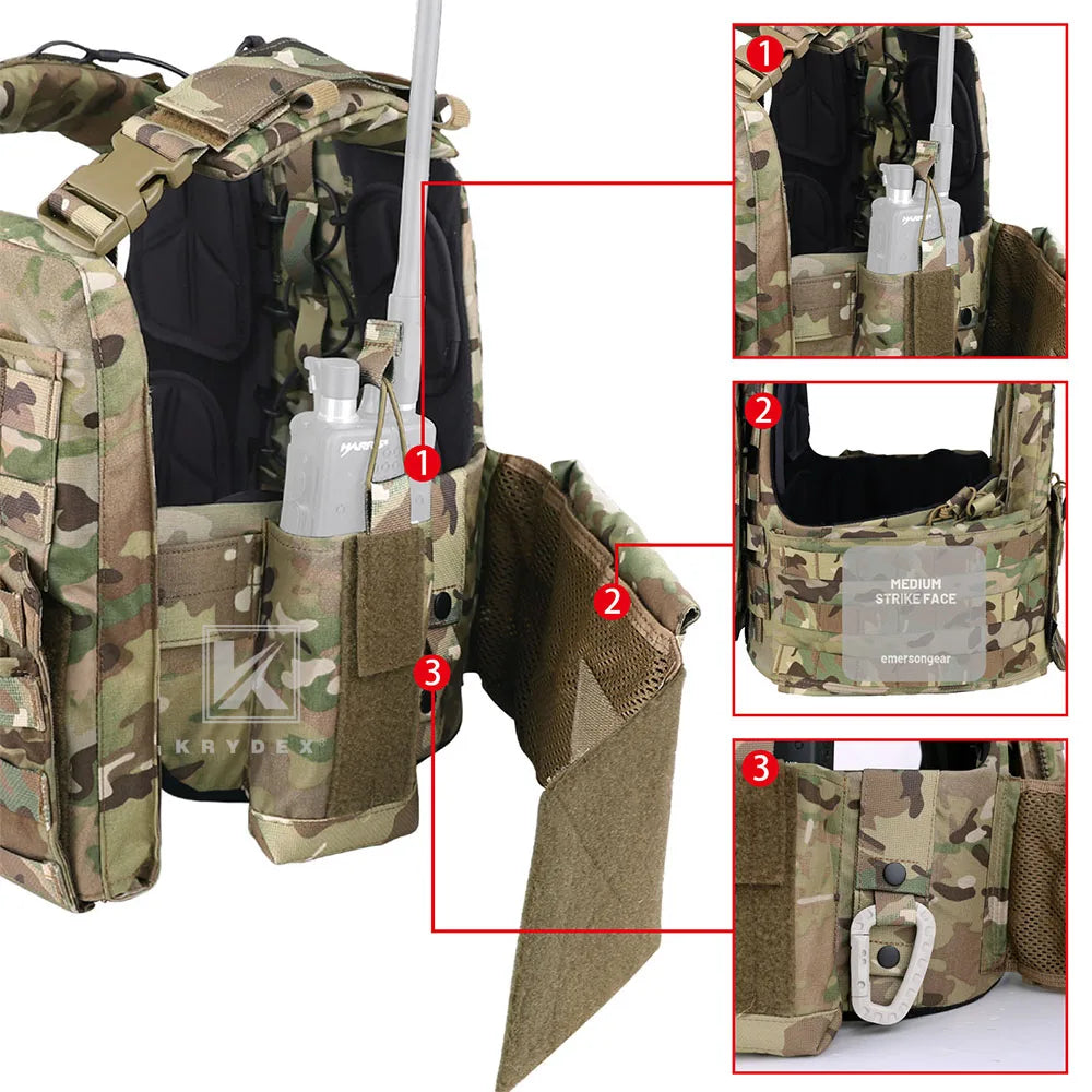 KRYDEX CPC Tactical Vest MOLLE Plate Carrier Heavy Duty Body Armor Airsoft Army Paintball Combat Protective Camo Vest Accessory
