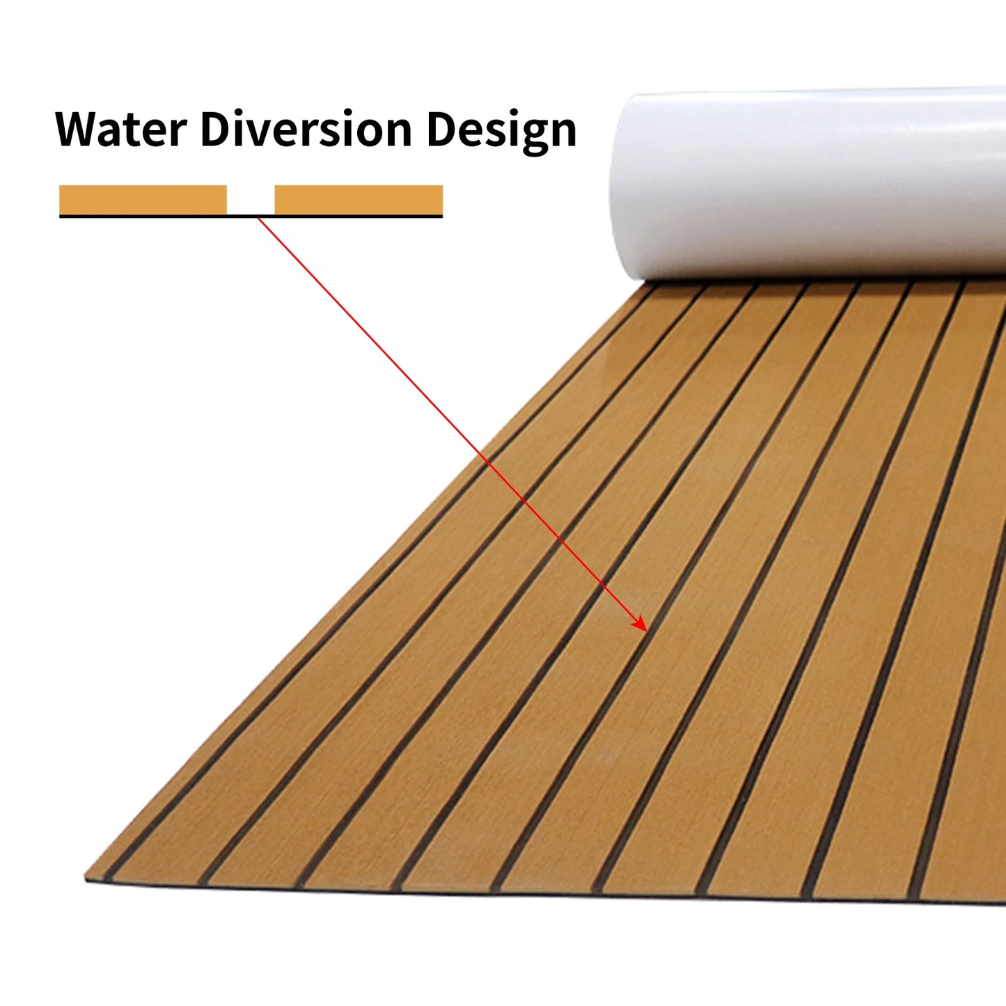 EVA Foam Faux Teak Boat Decking Sheet 240x60cm Non Slip