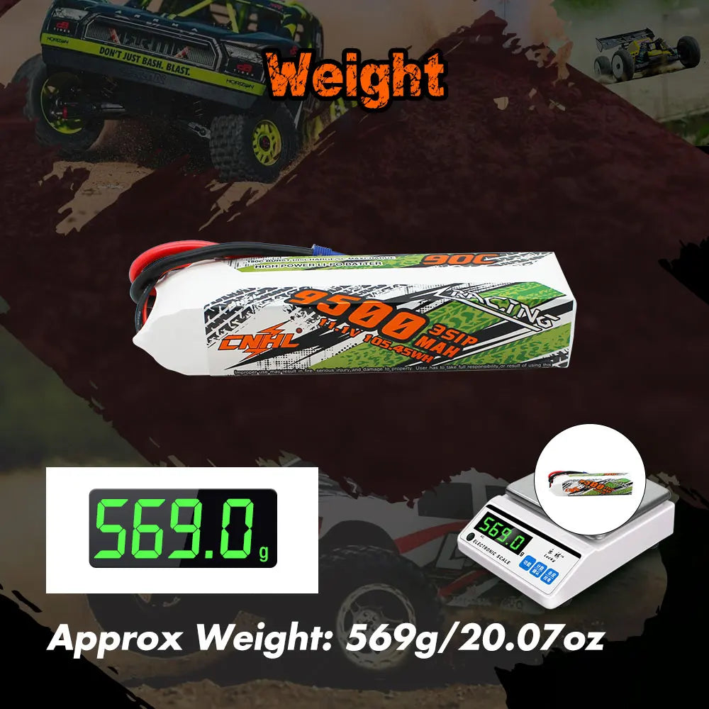 CNHL LiPo 3S 11.1V 5200 6200 9500mAh 90C EC5 RC Cars