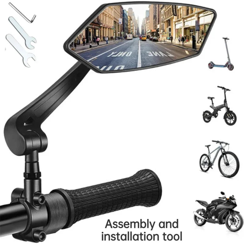 Bike Rear View Mirror Reflector Adjustable Rotatable Handlebar Mirror Clear Rearview Electric Scooter Cycling Bicycle Accessorie