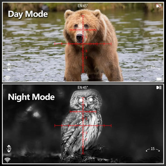 Day&Night Vision Rifle Scope, HD Digital Night Vision Hunting Riflescope Monocular with WiFi, Gyroscope&E-Compass,