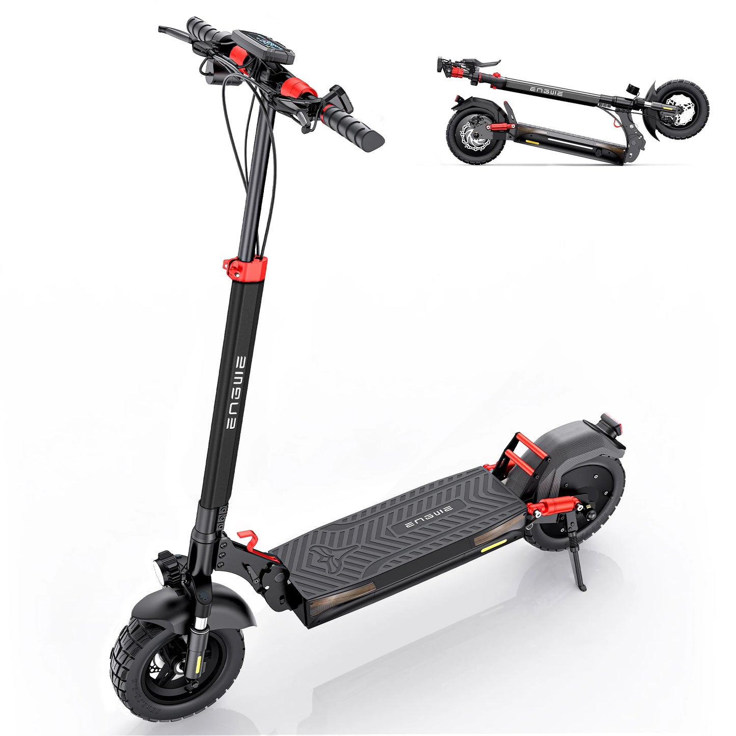ENGWE 830W Peak Electric Folding Scooter, 48V 18.2AH, 43.5 Miles Range, 28mph, 10*4.0 Tires, Full Suspension, City & Rough Road
