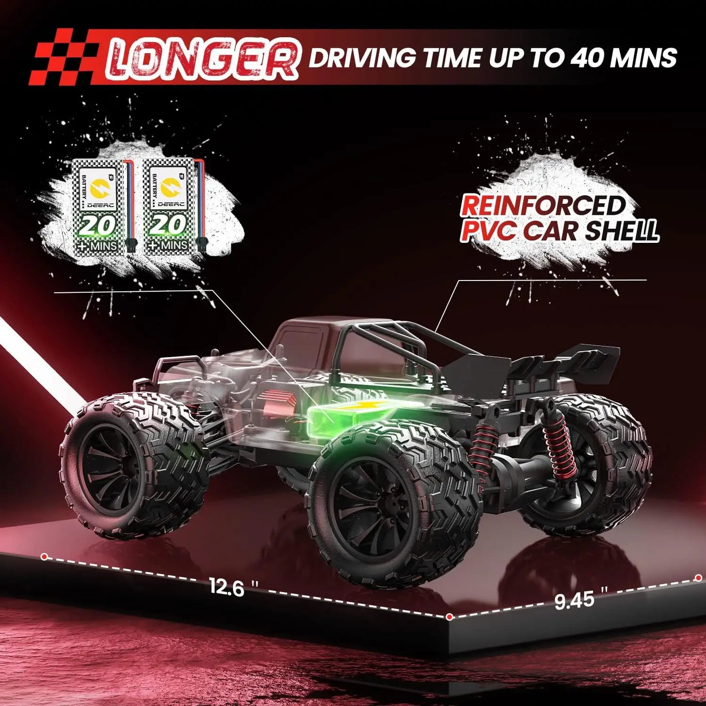 Deerc 9500E RC Car 4x4 Off Road Monster Truck All Terrain