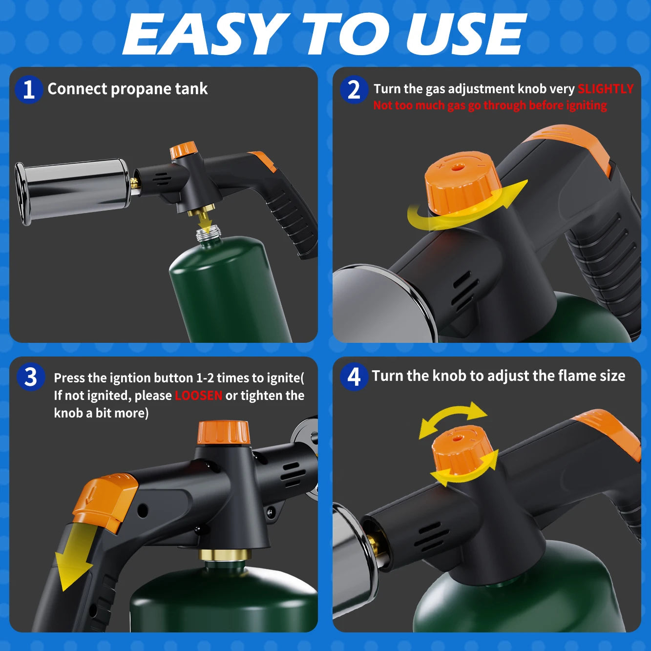 Powerful Propane Torch, Kitchen Cooking Torch, Flamethrower Meater Torch Lighter, Adjustable Blow Torch(Not Include Gas Tank)