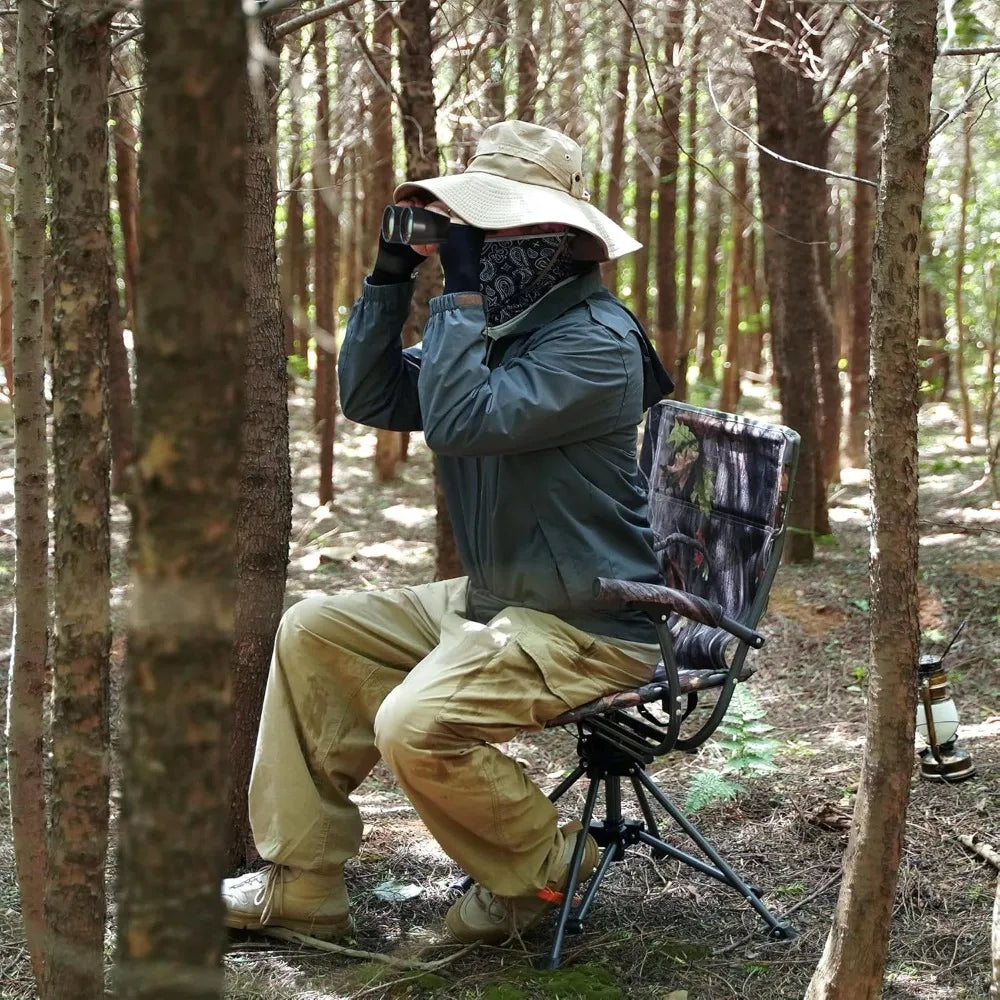 360 Degree Swivel Hunting Chair for Blinds, Folding Hunting Seats with Armrest for Camping Backpacking Fishing