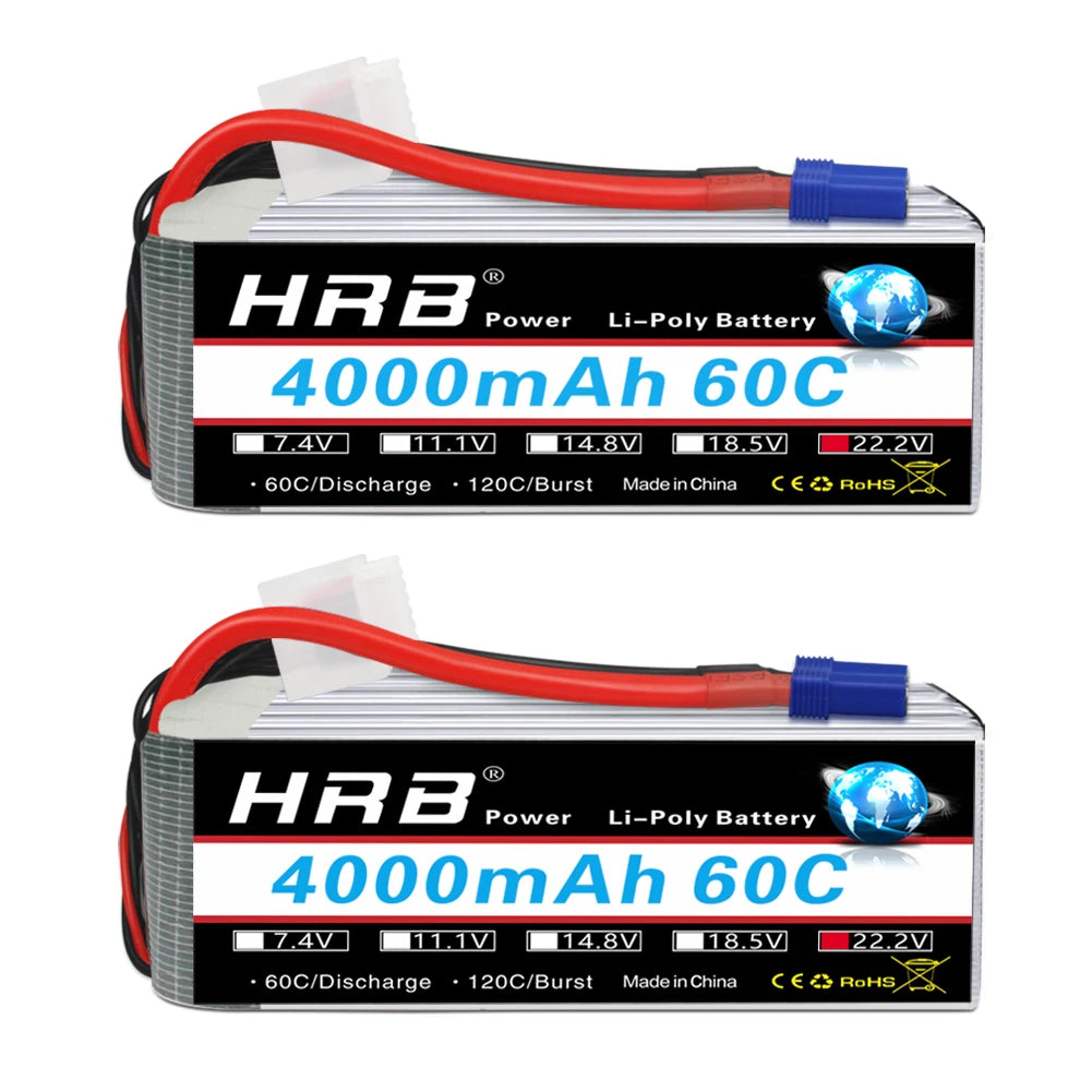 HRB 6S 22.2V 4000mAh 60C LiPo Battery XT90 EC5 Plug
