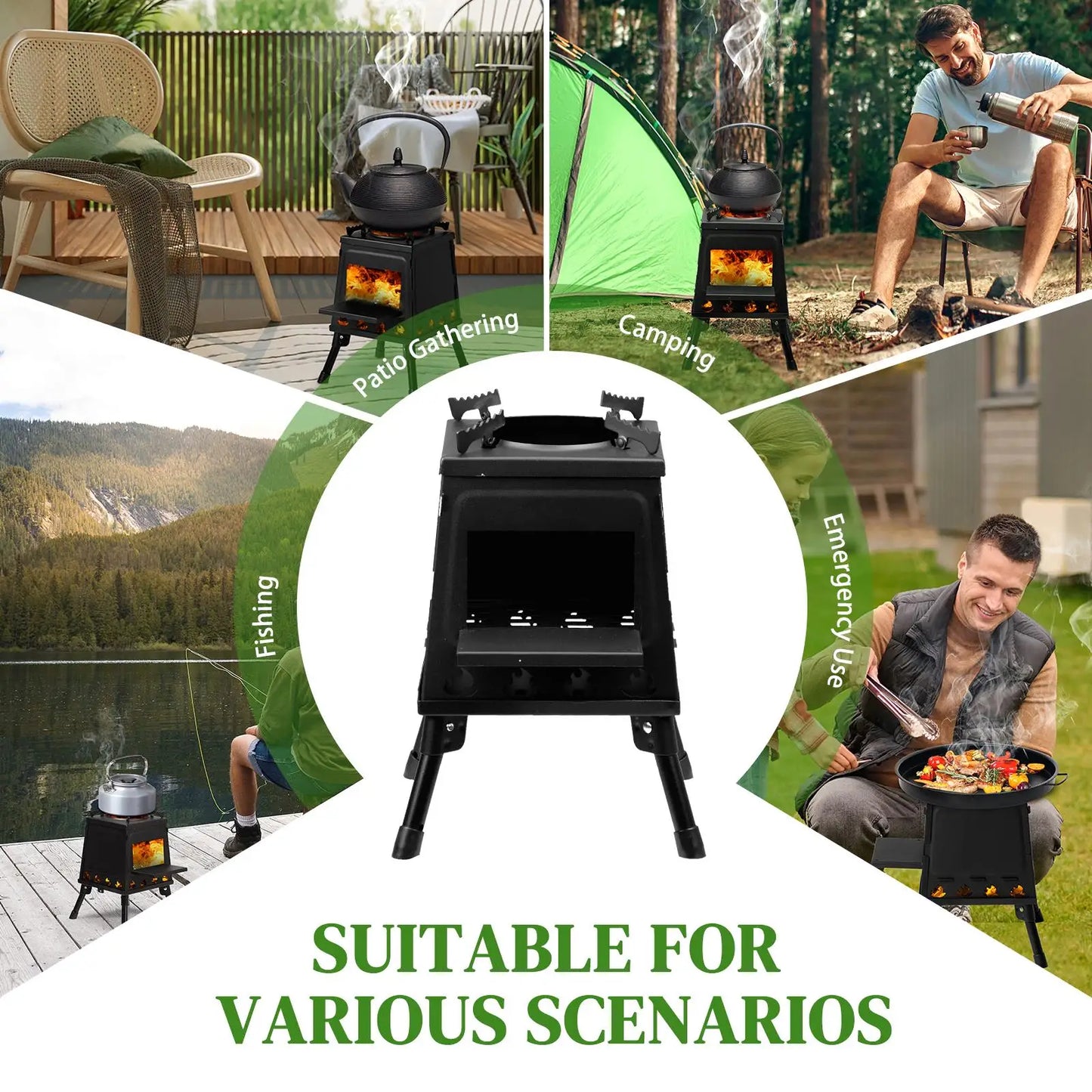 Compact 27x27x34cm Wooden Camping Stove - Lightweight & Portable Outdoor Cooking Gear