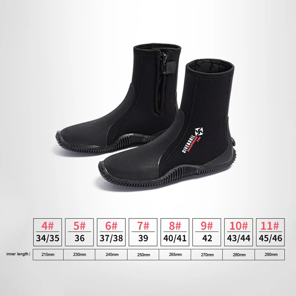 5mm Neoprene Diving Boots Wetsuit Boots Lightweight Surfing Diving Boots Diving Warm Patch Elasticity Surfing Boots Diving Tools
