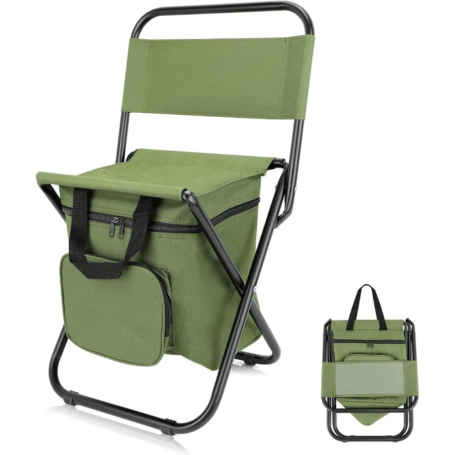 Fishing Chair with Cooler Bag Lightweight Foldable Backpack Camping Stool for Outdoor Fishing Hunting Gear Portable Insulated C