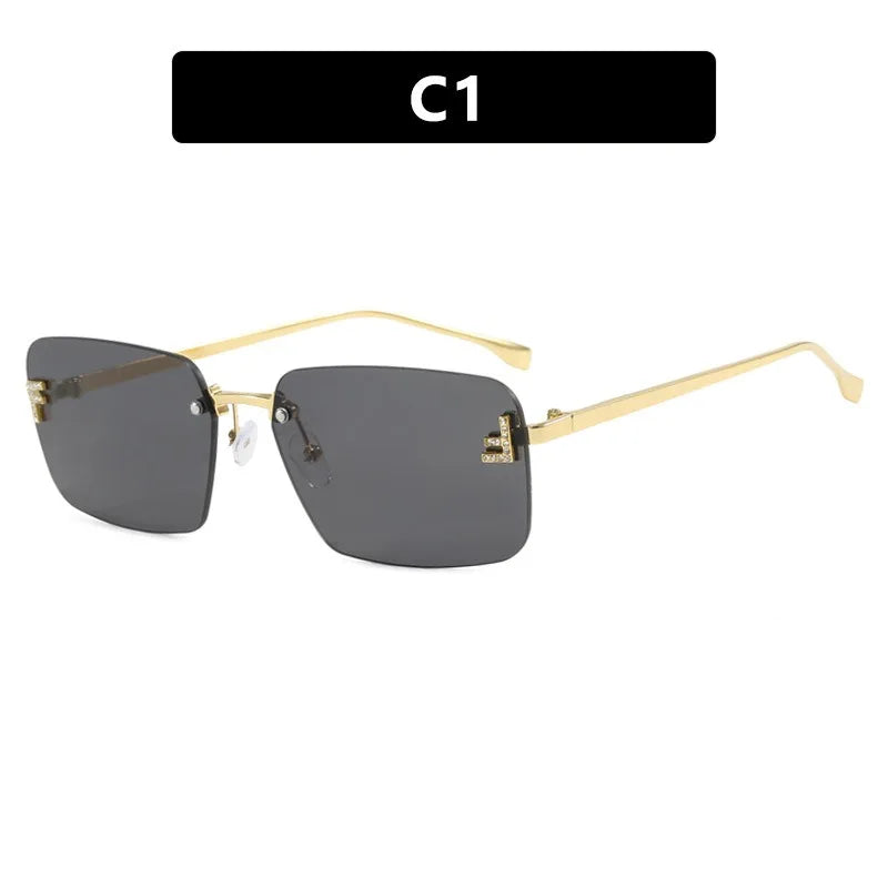 Rimless Square Sunglasses UV400 Frameless Unisex Driving
