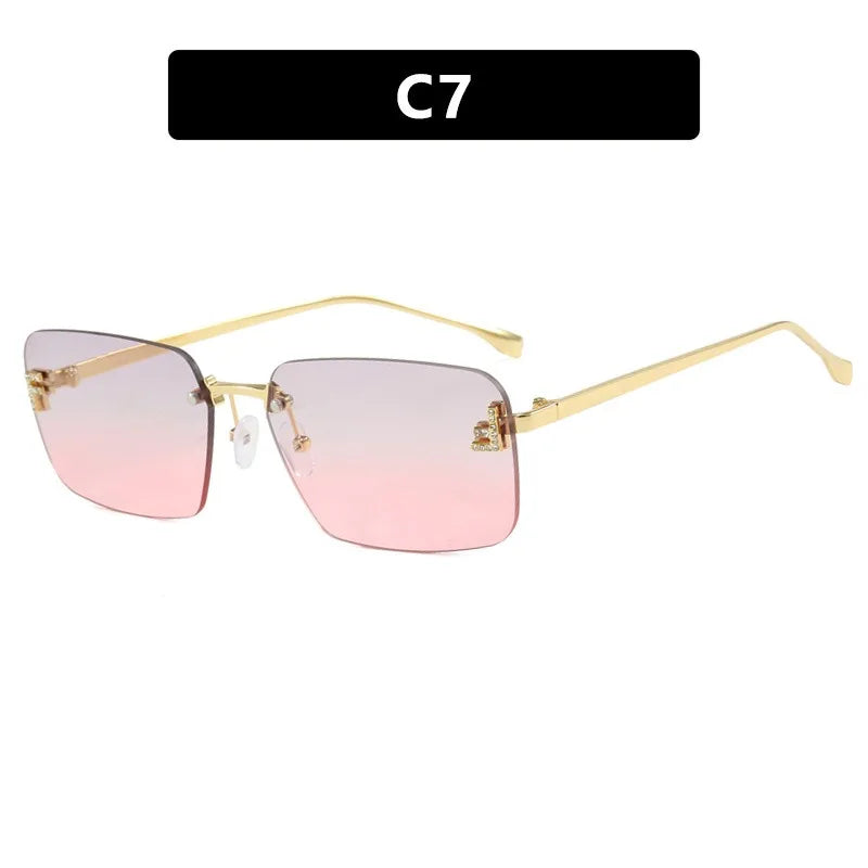Rimless Square Sunglasses UV400 Frameless Unisex Driving