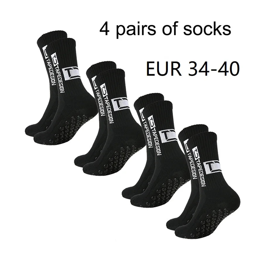 Football Socks Mid Tube Glued Non Slip Breathable 4 Pairs