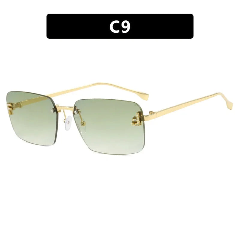 Rimless Square Sunglasses UV400 Frameless Unisex Driving