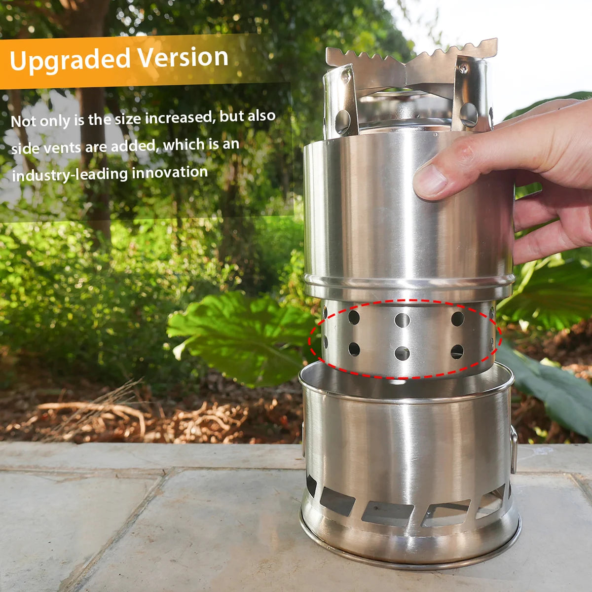 Folding Windproof Wood Burning Stove Compact Stainless Steel Alcohol Stove Outdoor Camping Hiking Backpacking Picnic BBQ