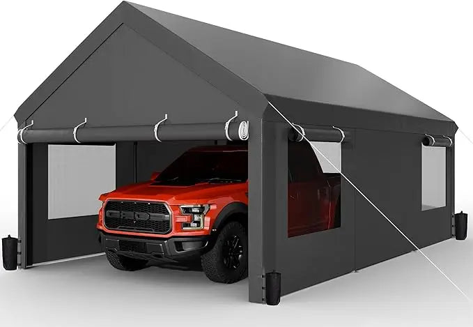 12x20 Heavy Duty Carport Portable Garage Roll Up Windows