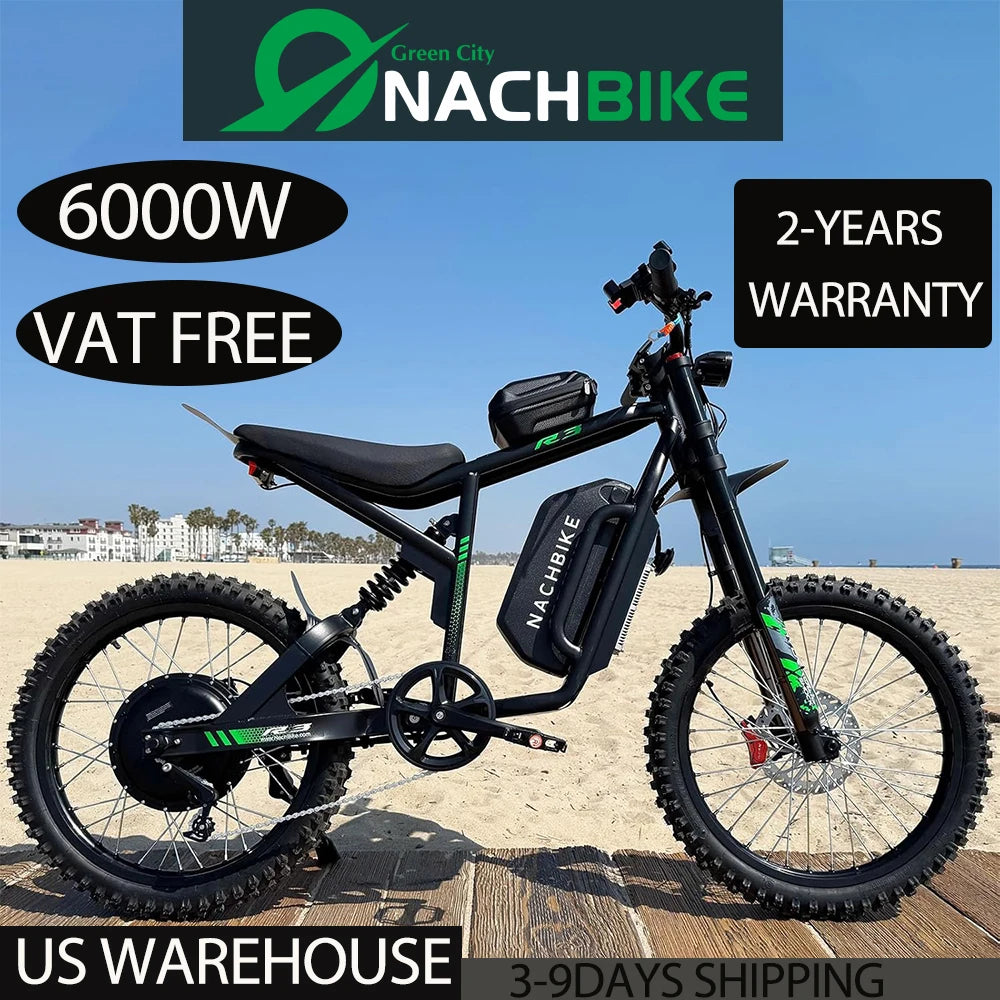 6000W Electric Dirt Bike 60V 25Ah Battery Dual Hydraulic Brakes