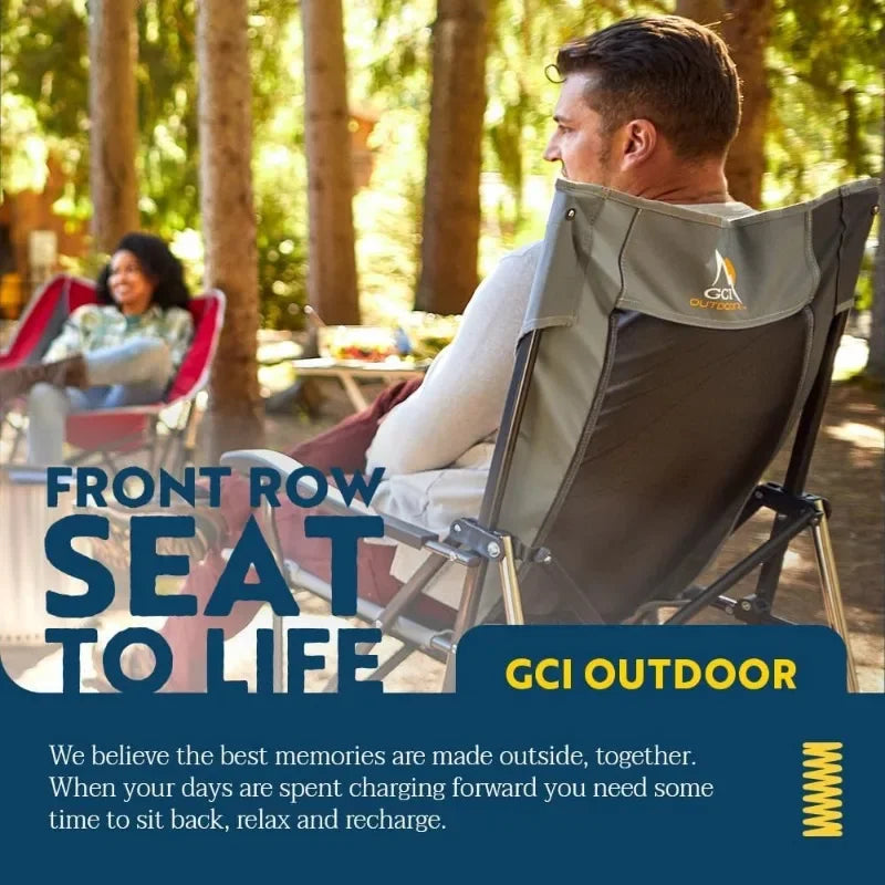 GCI OUTDOOR RoadTrip Rocker Camping Chair | Portable, Folding Rocking Chair with Solid, Durable Armrests