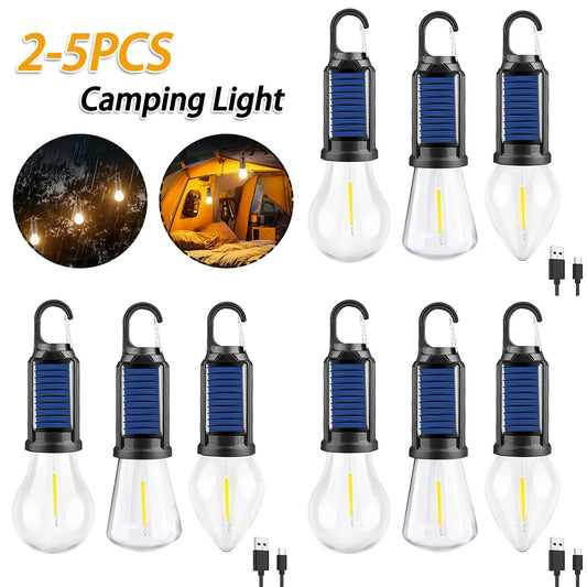 Solar Powered LED Lantern USB Charging Camping Light