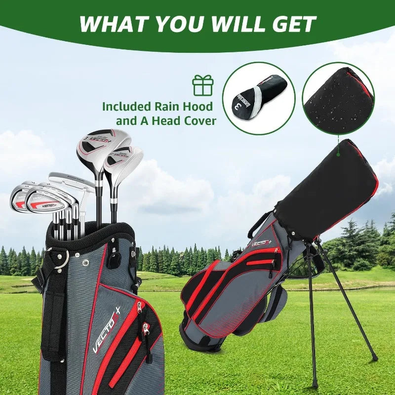 8 Pieces Complete Mens Golf Club Set Right/Left Hand for Men Women Includes Stand Bag with Rain Hood, 3# Fairway Wood