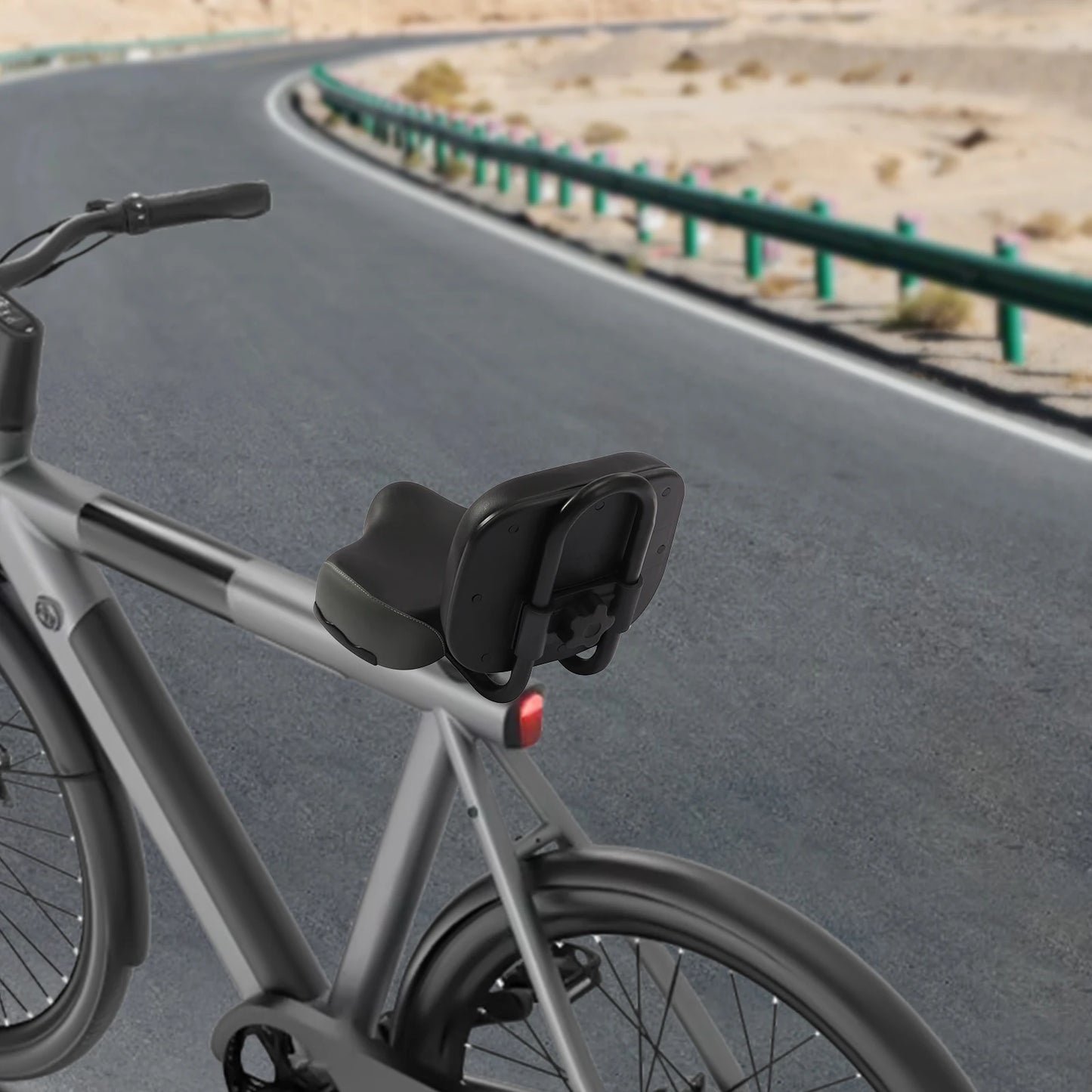 Back Cushion With Saddle & Frame Adjustable Back Cushion Bicycle Tricycle Saddle Seat Comfortable Riding Black