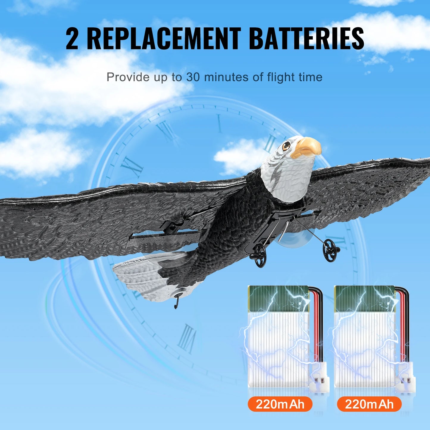 SucceBuy RC Plane Wingspan Eagle Fighter 2CH 2 Batteries