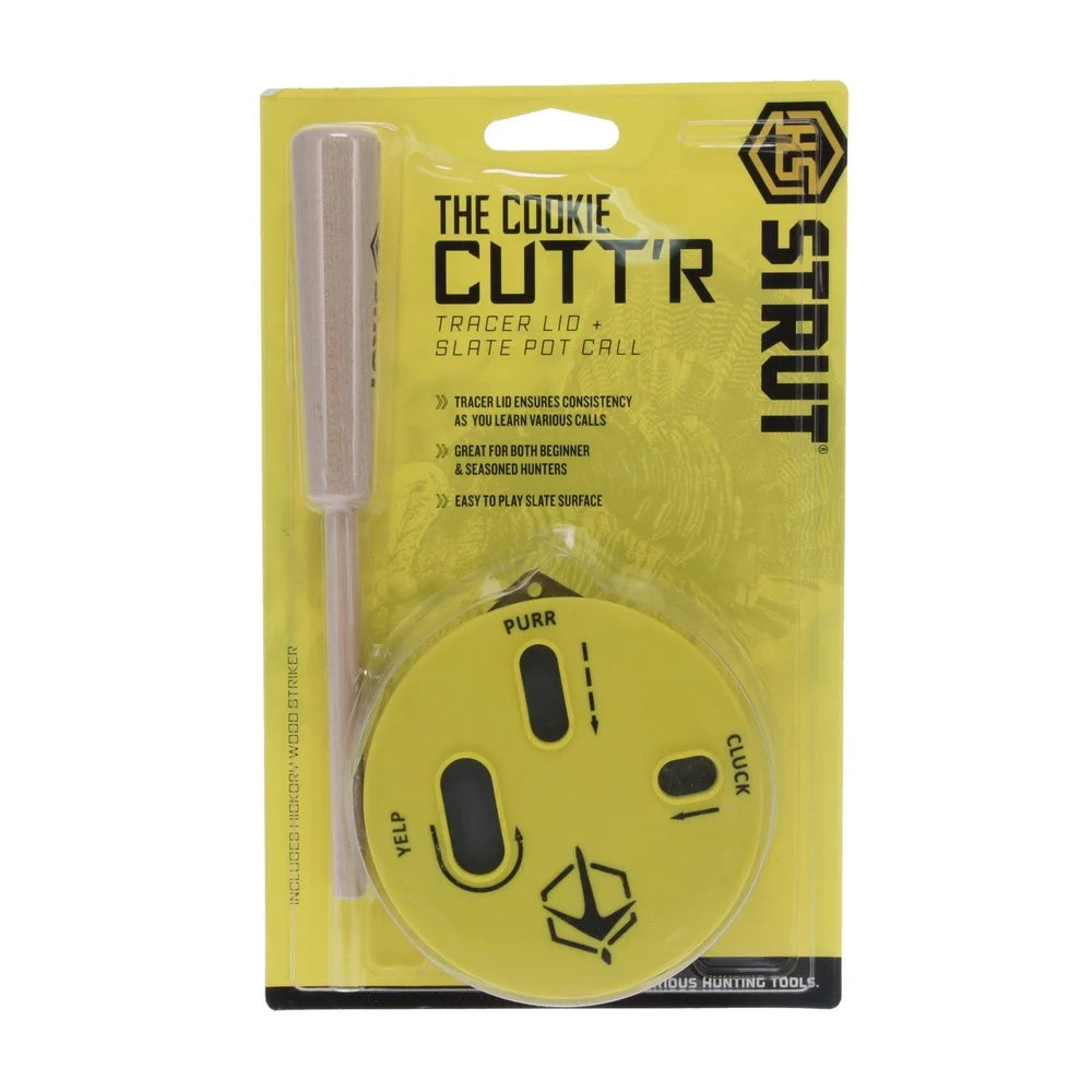 Turkey Pot Call Cookie Cutt'R Slate Call with Removable Cap Yelping Clucking Purring Easy to Use Durable Hunting Accessory