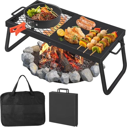 Folding Campfire Grill Heavy Duty Stainless Mesh Grate