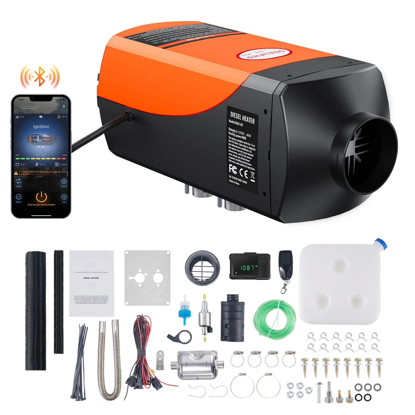 SucceBuy 8KW Diesel Air Heater Bluetooth LCD Parking Heater