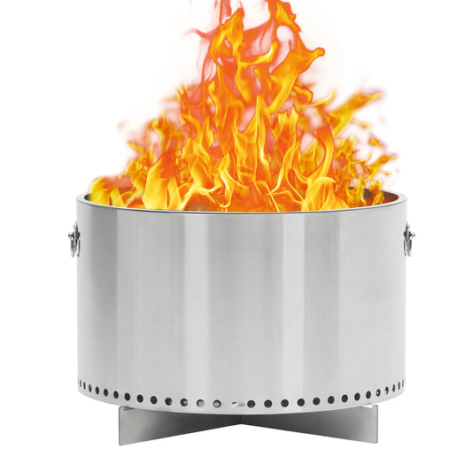 20.5 Inch Smokeless Fire Pit for Outdoor Wood Burning Portable Stainless Steel Camping Stove with Stand and Handle Unique Remova