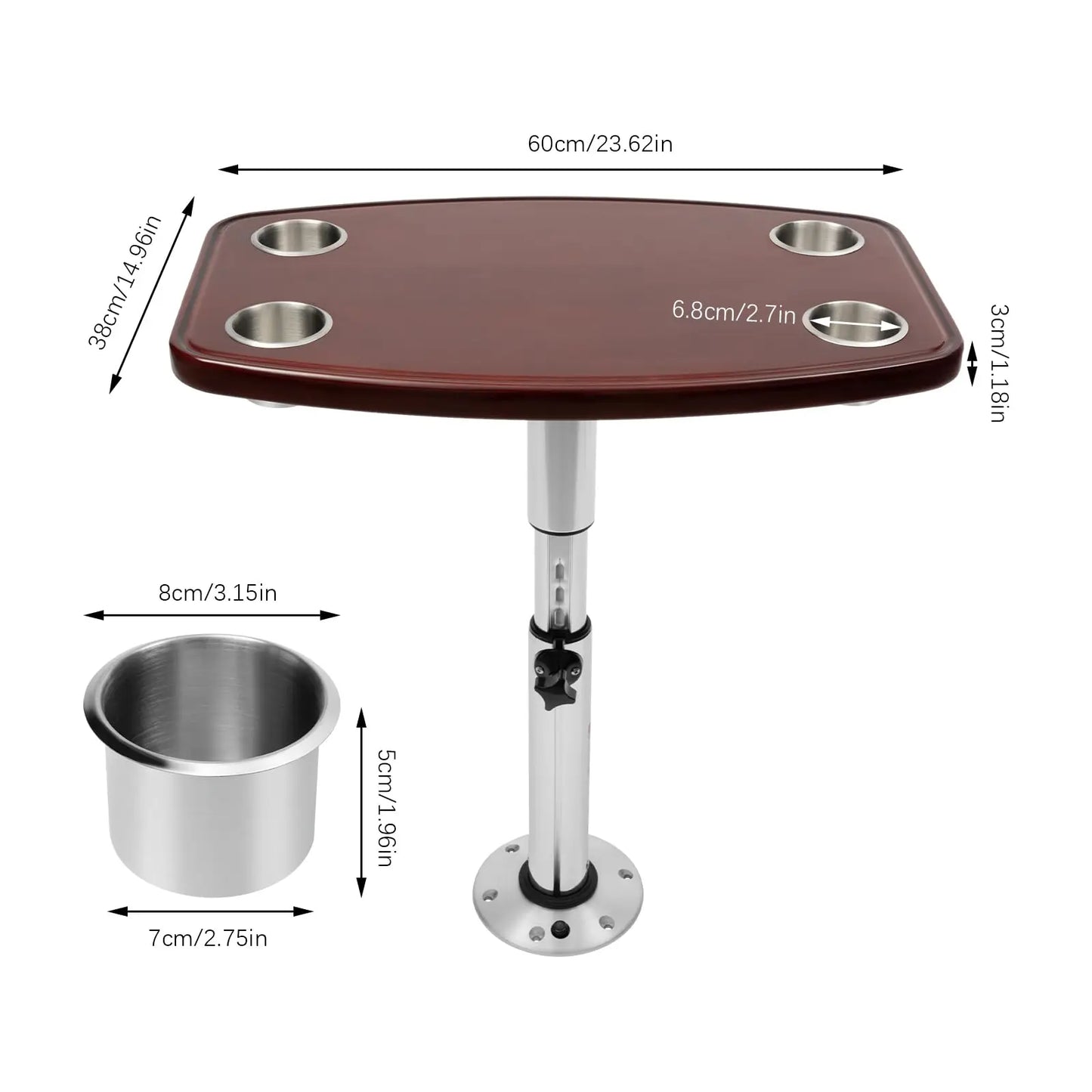 RV Boat Table Marine Caravan Pedestal Oak Adjustable Height