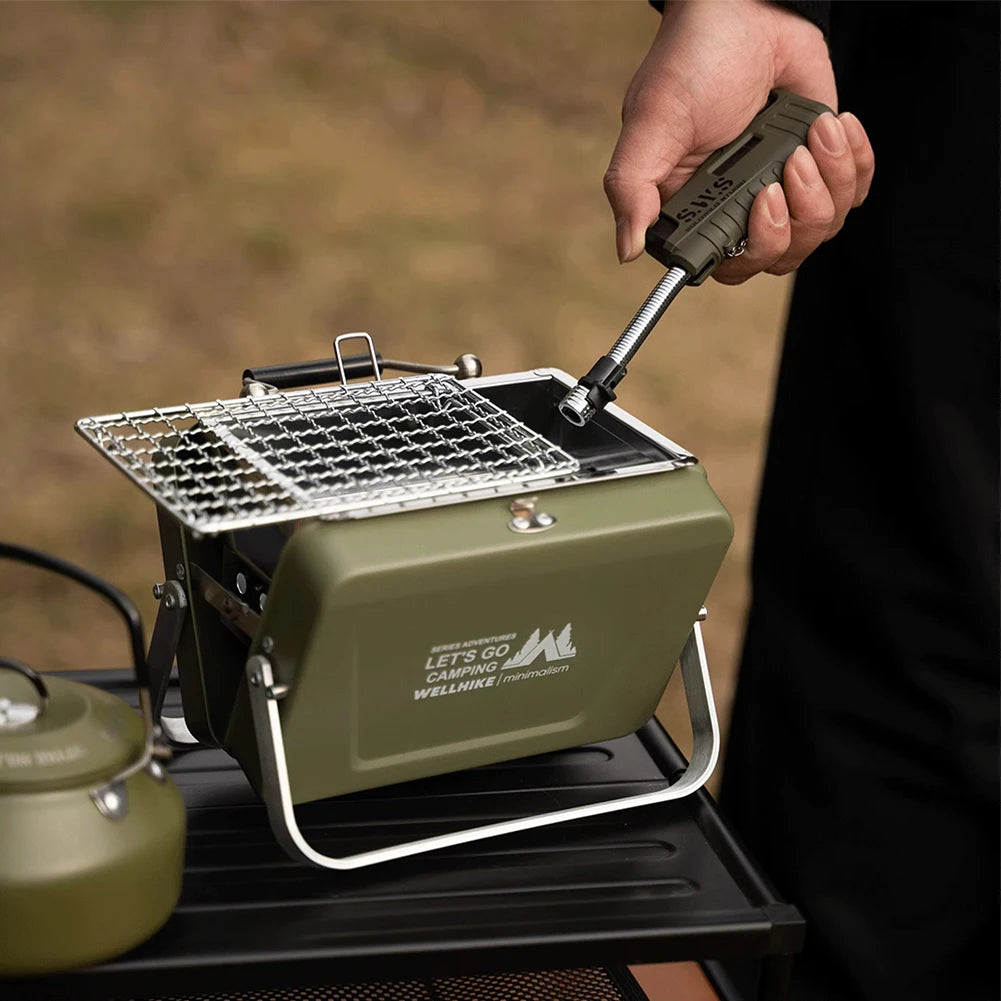 WELLHIKE Outdoor BBQ Oven Picnic Bonfire Furnace camping equipment Stainless Steel Lightweight Cooking Grill for Patio Backyard