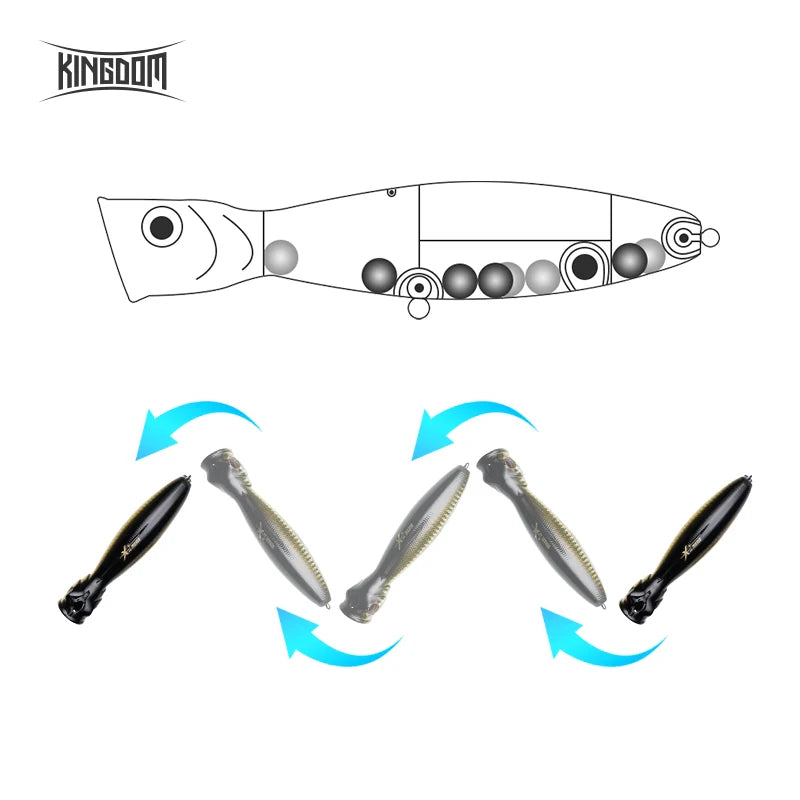 Kingdom Fishing Lures Topwater Popper 8cm 10cm 13cm Floating