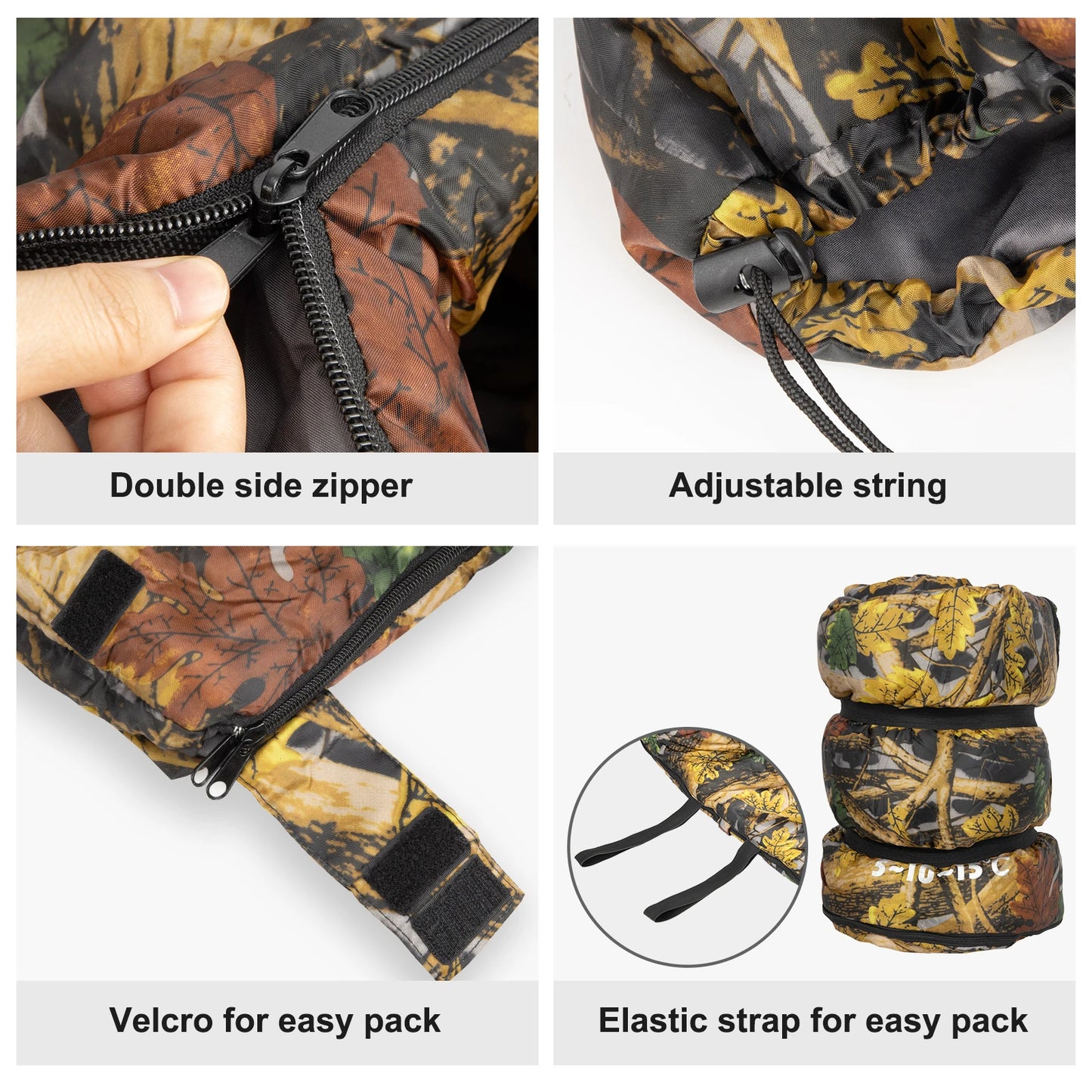 Camping Sleeping Bag Portable Lightweight Hiking Travel Outdoor 1-2 Person, 2x6 Feet