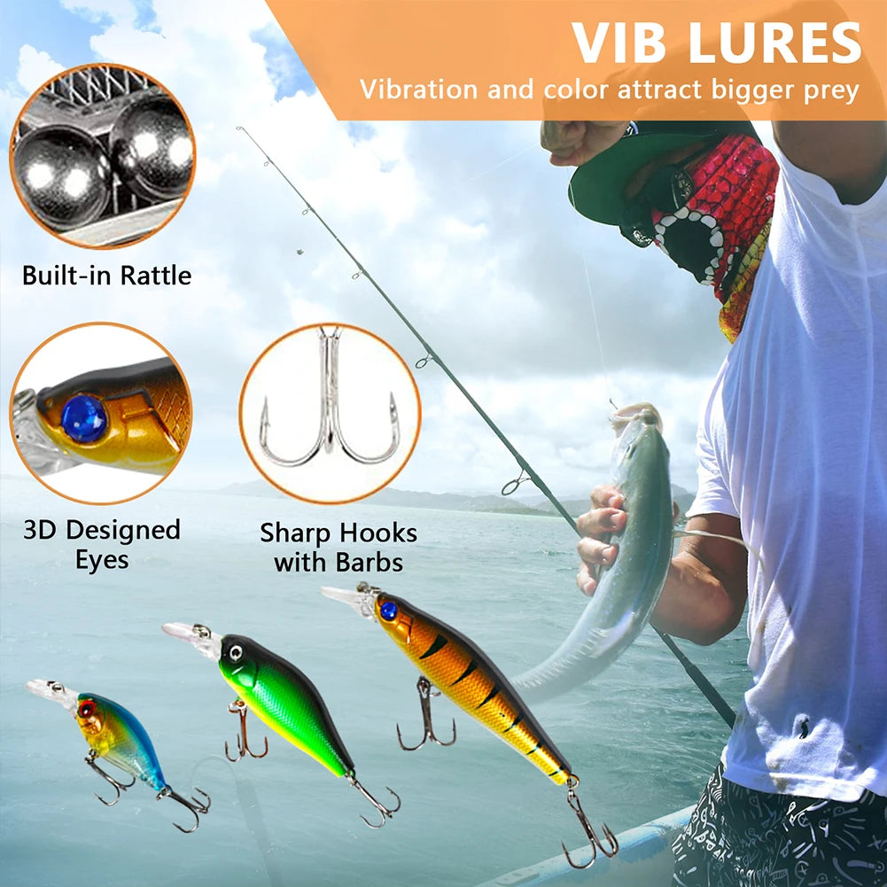 APWIKOGER Fishing Lures Set Soft And Hard Bait Kit Ocean