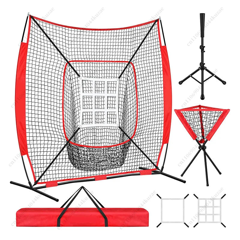 7x7 Baseball Softball Practice Net, Indoor Outdoor Portable Rebound Strike Net for Bat Hitting Training