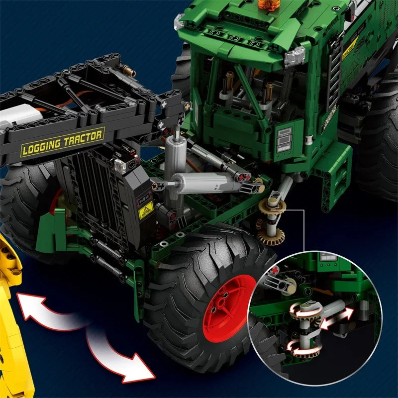 1741PCS RC Timber Tractor Building Blocks Farm Tractor Technology Electronic Remote Control Car Bricks Model Kids Toys Idea Gift